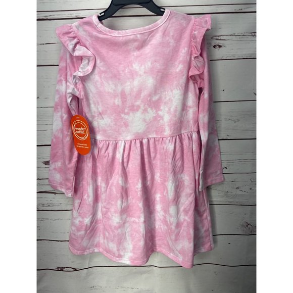 Wonder Nation Pink Tie Dye 3/4 Ruffle Sleeves You Are Loved Girl's Dress Size 5T - Picture 2 of 4